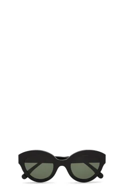 Best Sale GANNI Biodegradable Acetate Chunky Round Sunglasses Black