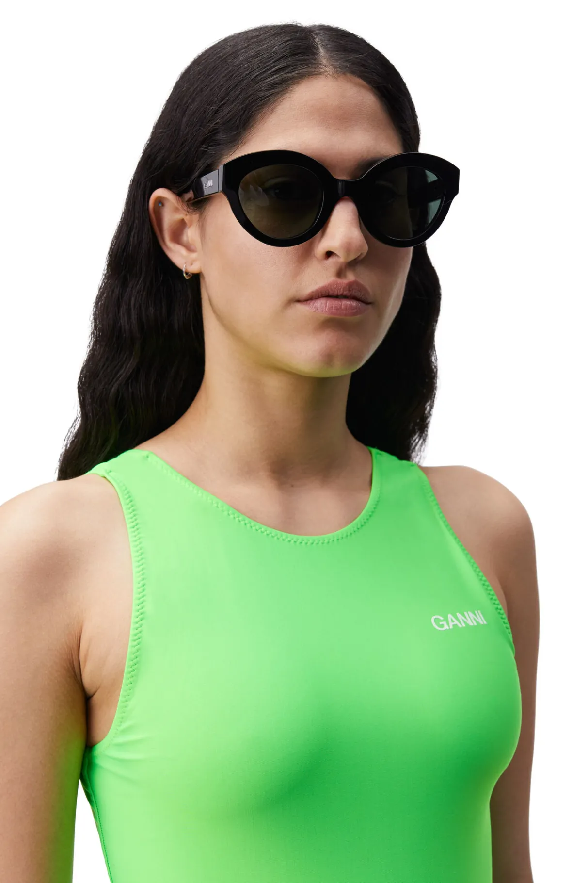 Best Sale GANNI Biodegradable Acetate Chunky Round Sunglasses Black