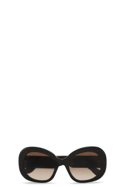 Discount GANNI Biodegradable Acetate Oversized Retro Sunglasses Black