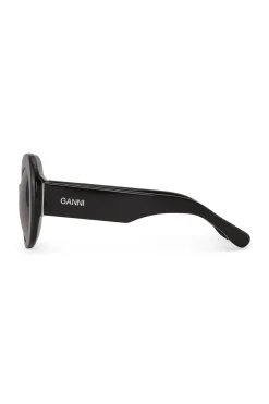 Discount GANNI Biodegradable Acetate Oversized Retro Sunglasses Black