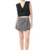 Hot GANNI Black Washed Wrap Mini Skirt Sharkskin