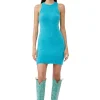 Cheap GANNI Blue Brushed Alpaca Mini Dress Blue Curacao