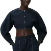 Cheap GANNI Blue Cotton Crepe Shaped Sleeve Blouse Sky Captain