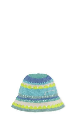 Cheap GANNI Blue Crochet Bucket Hat Blue Curacao