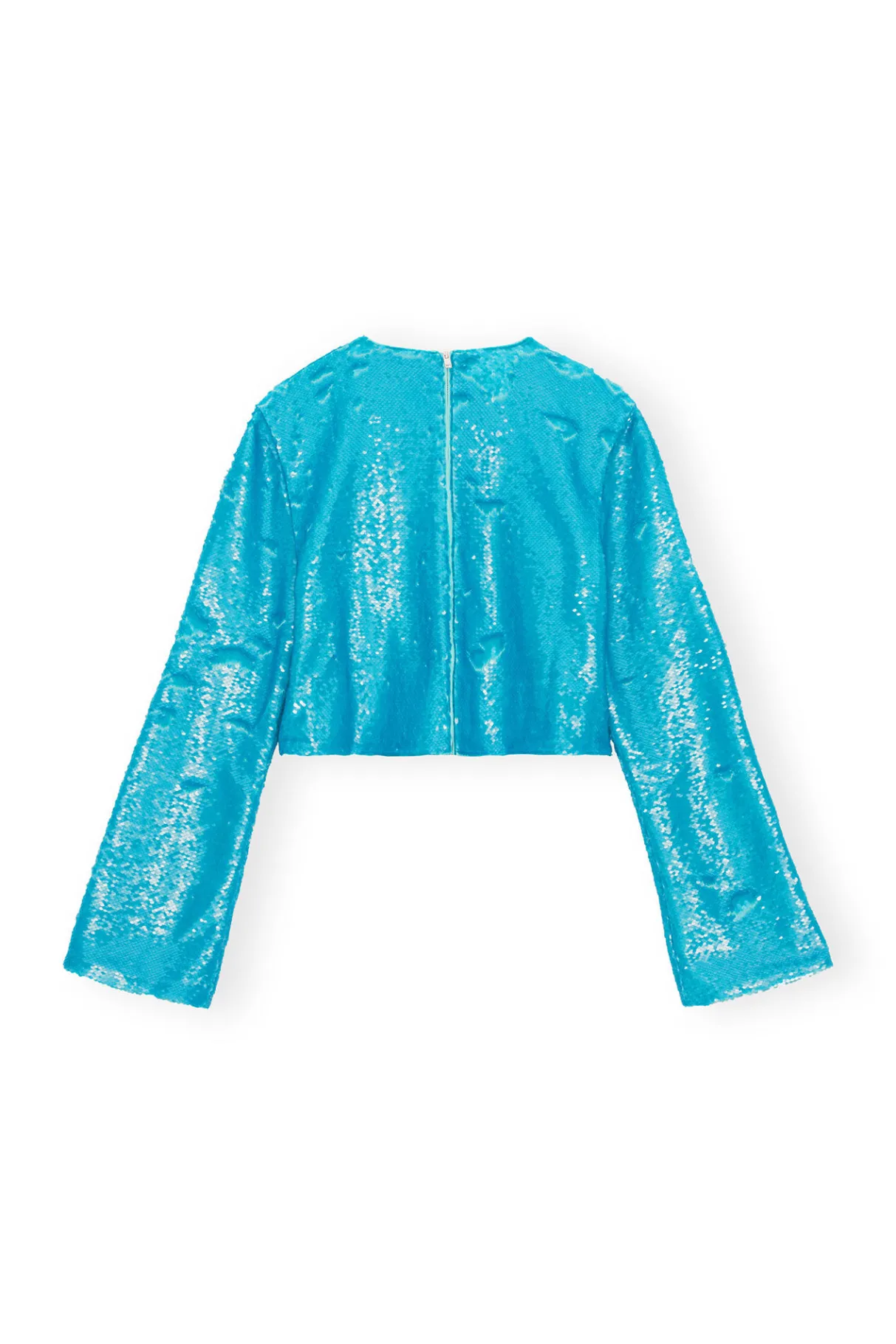 Shop GANNI Blue Sequins Blouse Blue Curacao