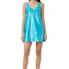 Shop GANNI Blue Sequins Strap Mini Dress Blue Curacao