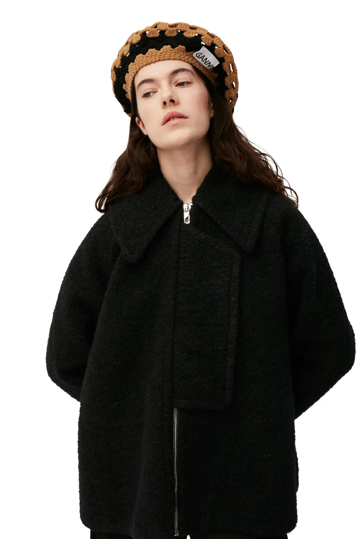 Store GANNI Boucle Wool Jacket Black