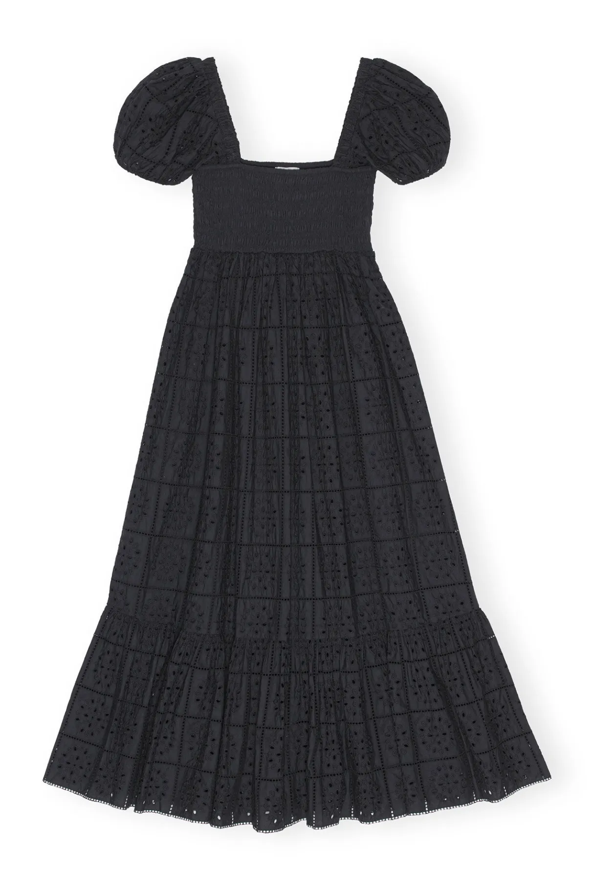 Shop GANNI Broderie Anglaise Maxi Dress Black