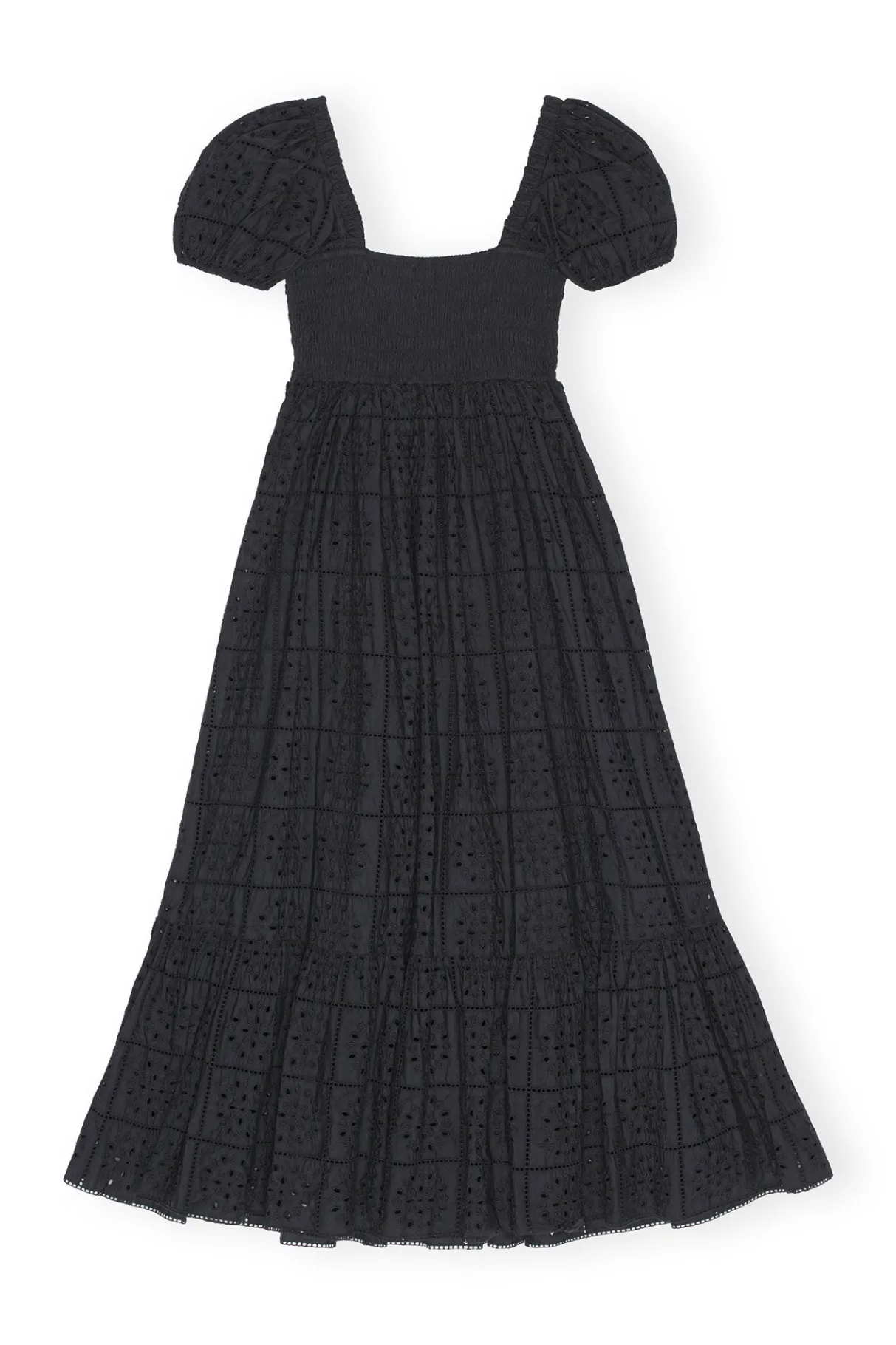 Shop GANNI Broderie Anglaise Maxi Dress Black