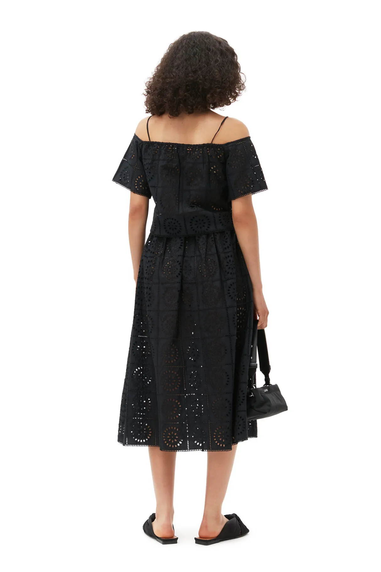 Outlet GANNI Broderie Anglaise Skirt Black