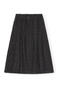 Outlet GANNI Broderie Anglaise Skirt Black