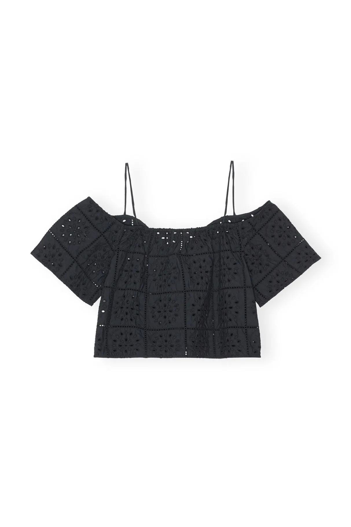 Best GANNI Broderie Anglaise Top Black