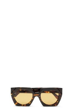 Cheap GANNI Brown Oversized Sunglasses Brandy Brown