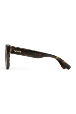 Cheap GANNI Brown Oversized Sunglasses Brandy Brown