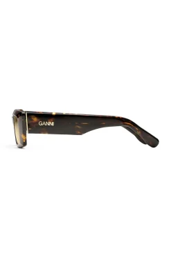 Store GANNI Brown Rectangular Sunglasses Brandy Brown