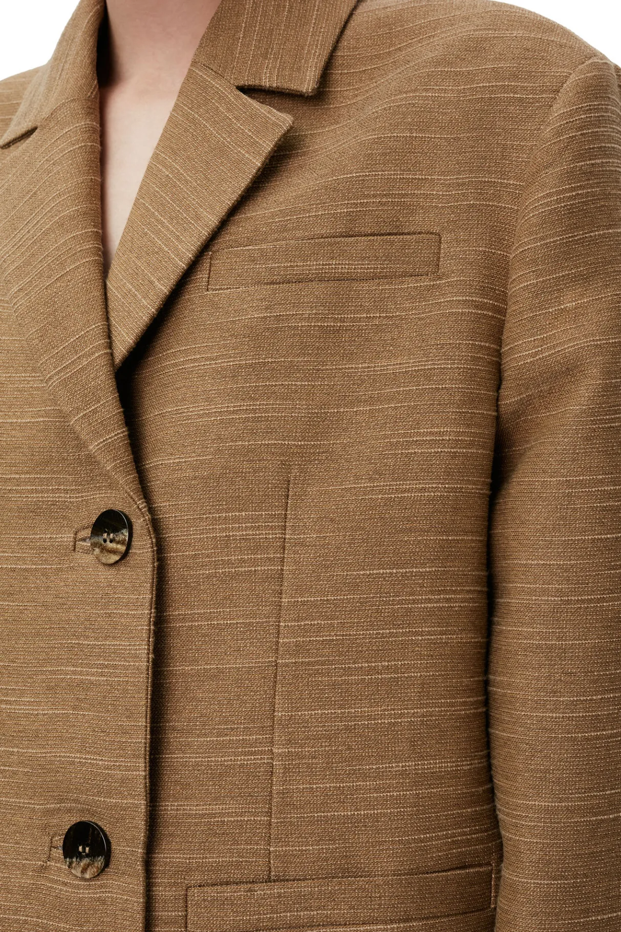 Flash Sale GANNI Brown Slub Linen Oversized Blazer Petrified Oak