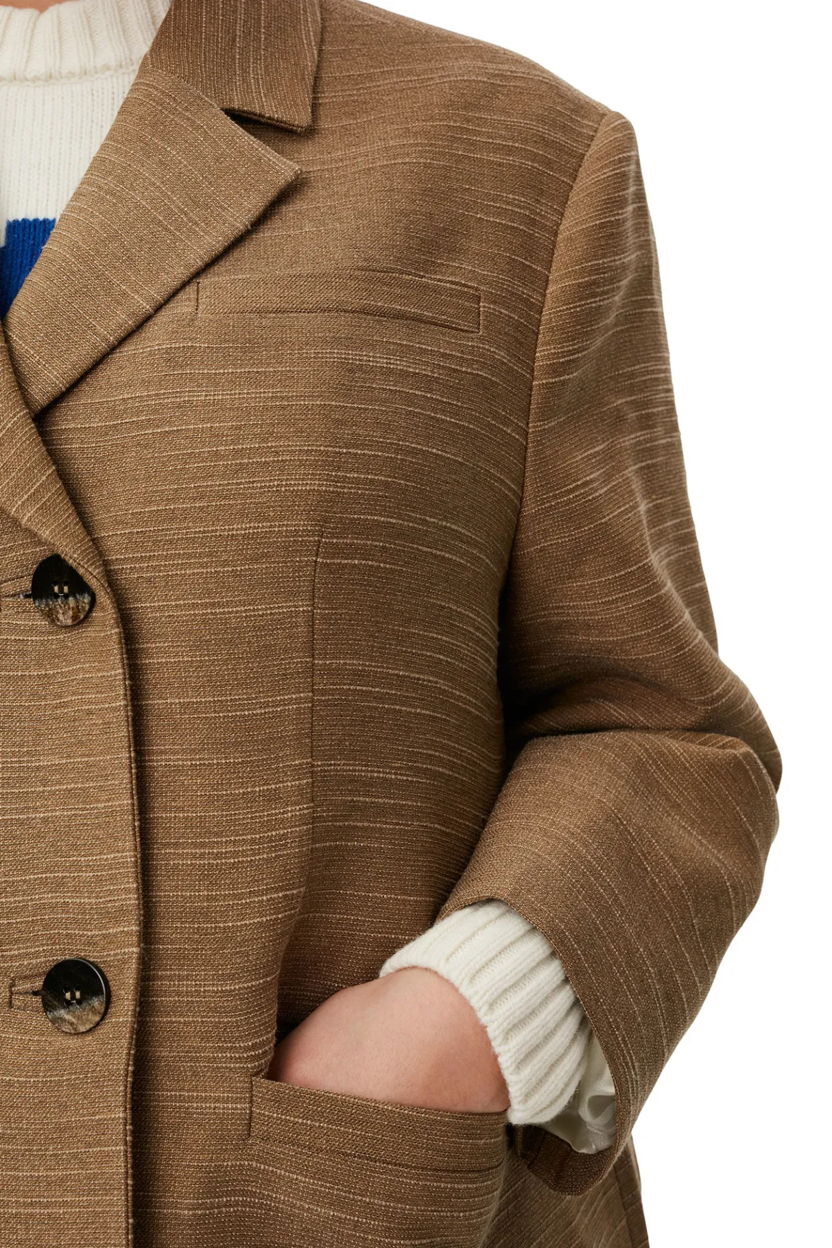 Flash Sale GANNI Brown Slub Linen Oversized Blazer Petrified Oak