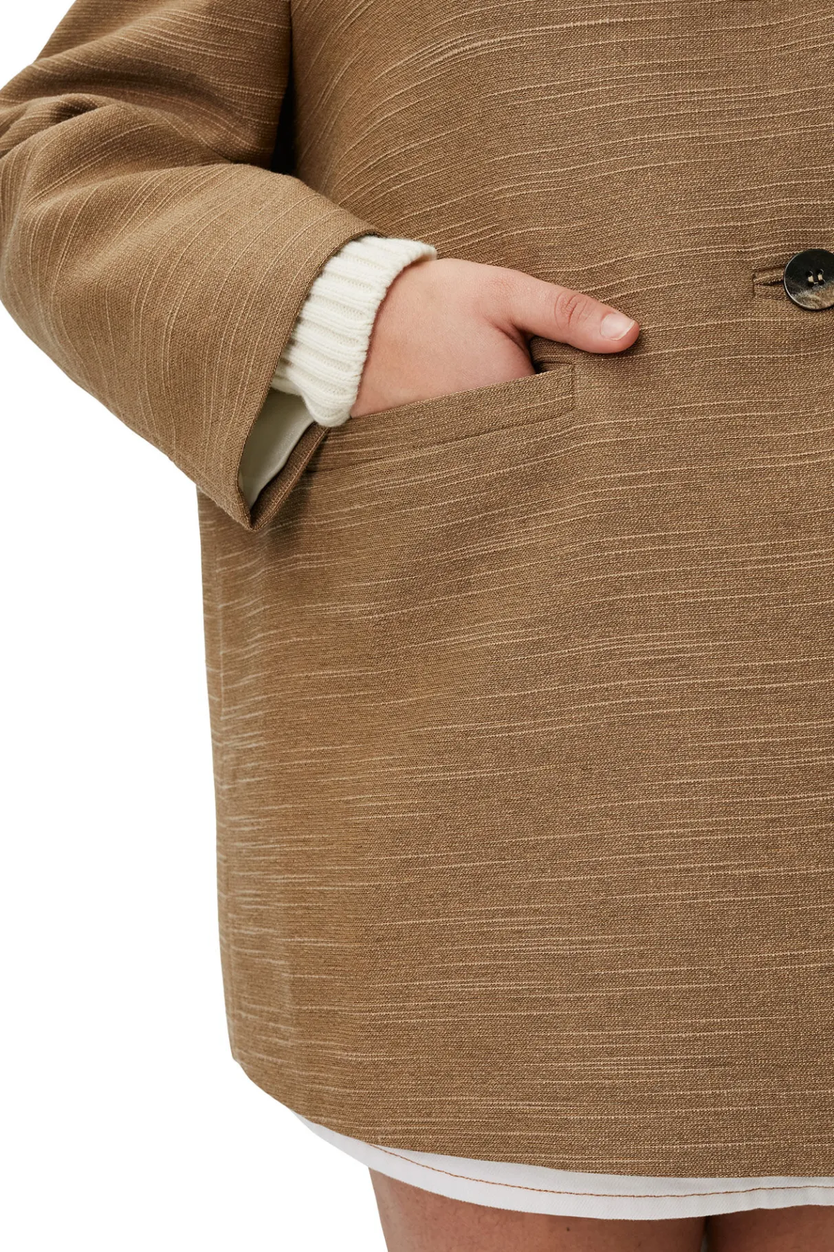 Flash Sale GANNI Brown Slub Linen Oversized Blazer Petrified Oak