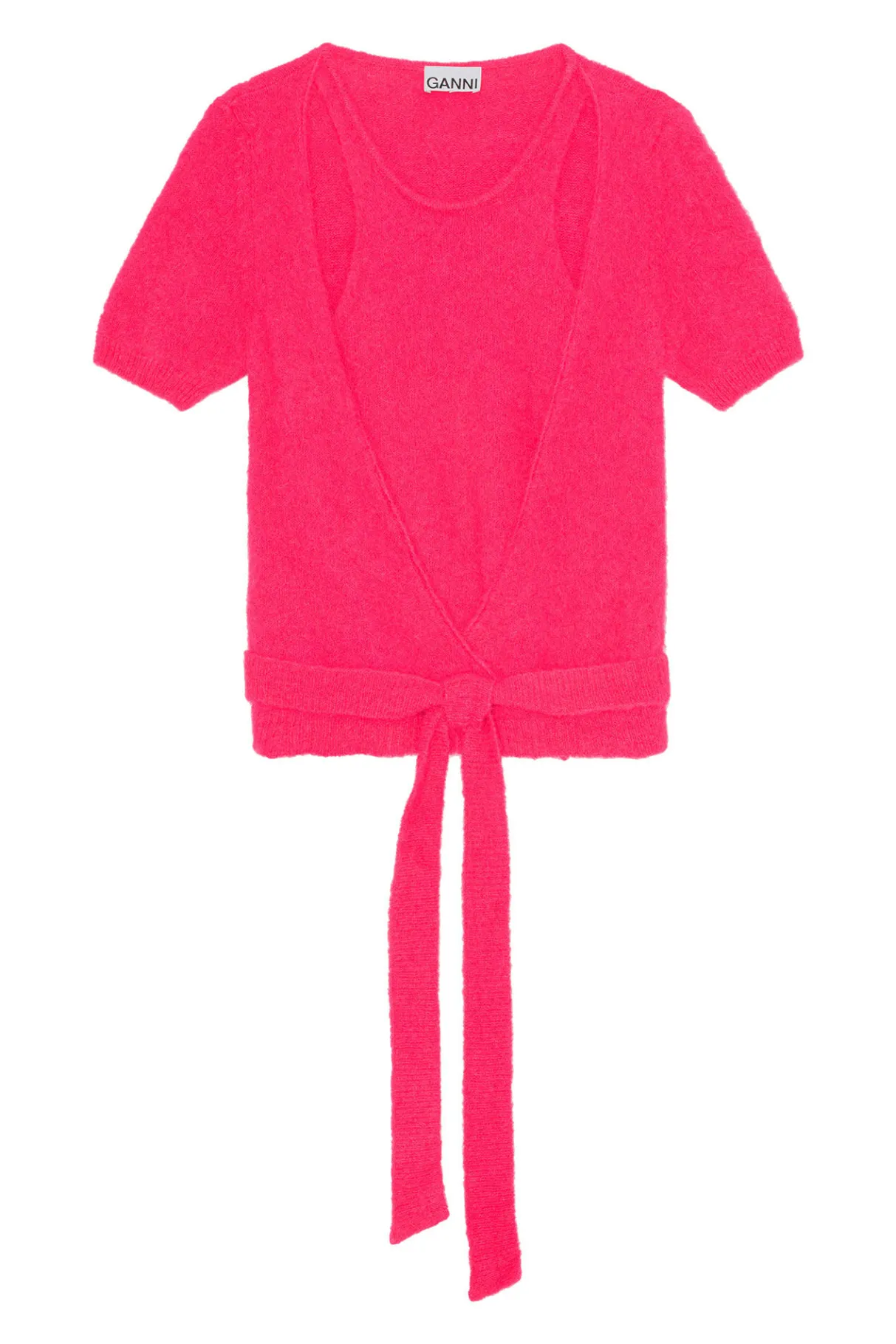 Shop GANNI Brushed Alpaca Wrap Blouse Love Potion