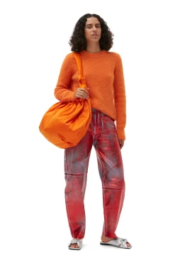 Online GANNI Brushed Aplaca O-Neck Vibrant Orange
