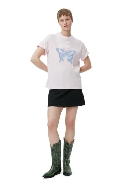 Cheap GANNI Butterfly Relaxed T-Shirt Light Lilac
