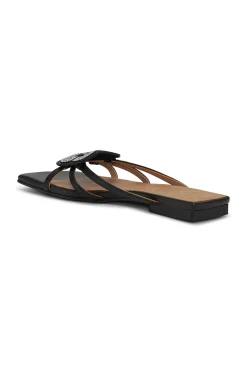 Sale GANNI Butterfly Strass Flat Sandals Black