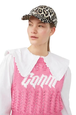Online GANNI Canvas Cap Leopard