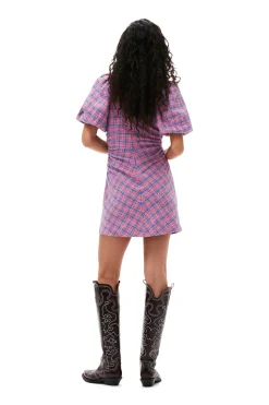 Best GANNI Check Suiting Mini Dress Wild Orchid