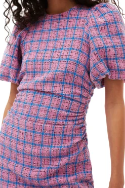 Best GANNI Check Suiting Mini Dress Wild Orchid