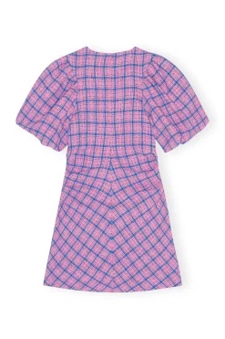 Best GANNI Check Suiting Mini Dress Wild Orchid