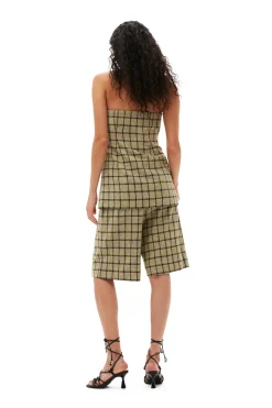 Best Sale GANNI Check Suiting Strapless Top Tender Shoots