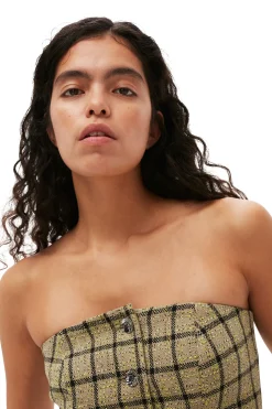 Best Sale GANNI Check Suiting Strapless Top Tender Shoots