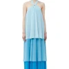 Discount GANNI Chiffon Layer Maxi Dress Ethereal Blue