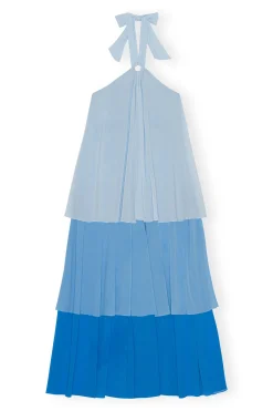 Discount GANNI Chiffon Layer Maxi Dress Ethereal Blue