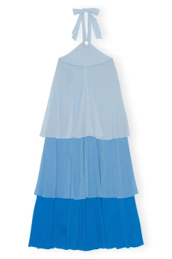 Discount GANNI Chiffon Layer Maxi Dress Ethereal Blue