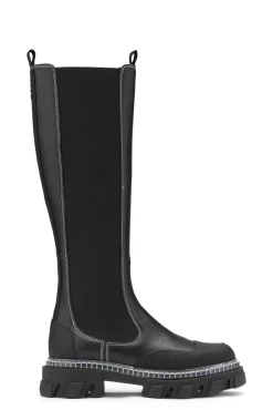 Store GANNI Cleated High Chelsea Boots Black