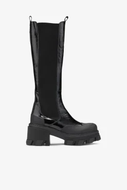 Clearance GANNI Cleated High Chelsea Boots Black