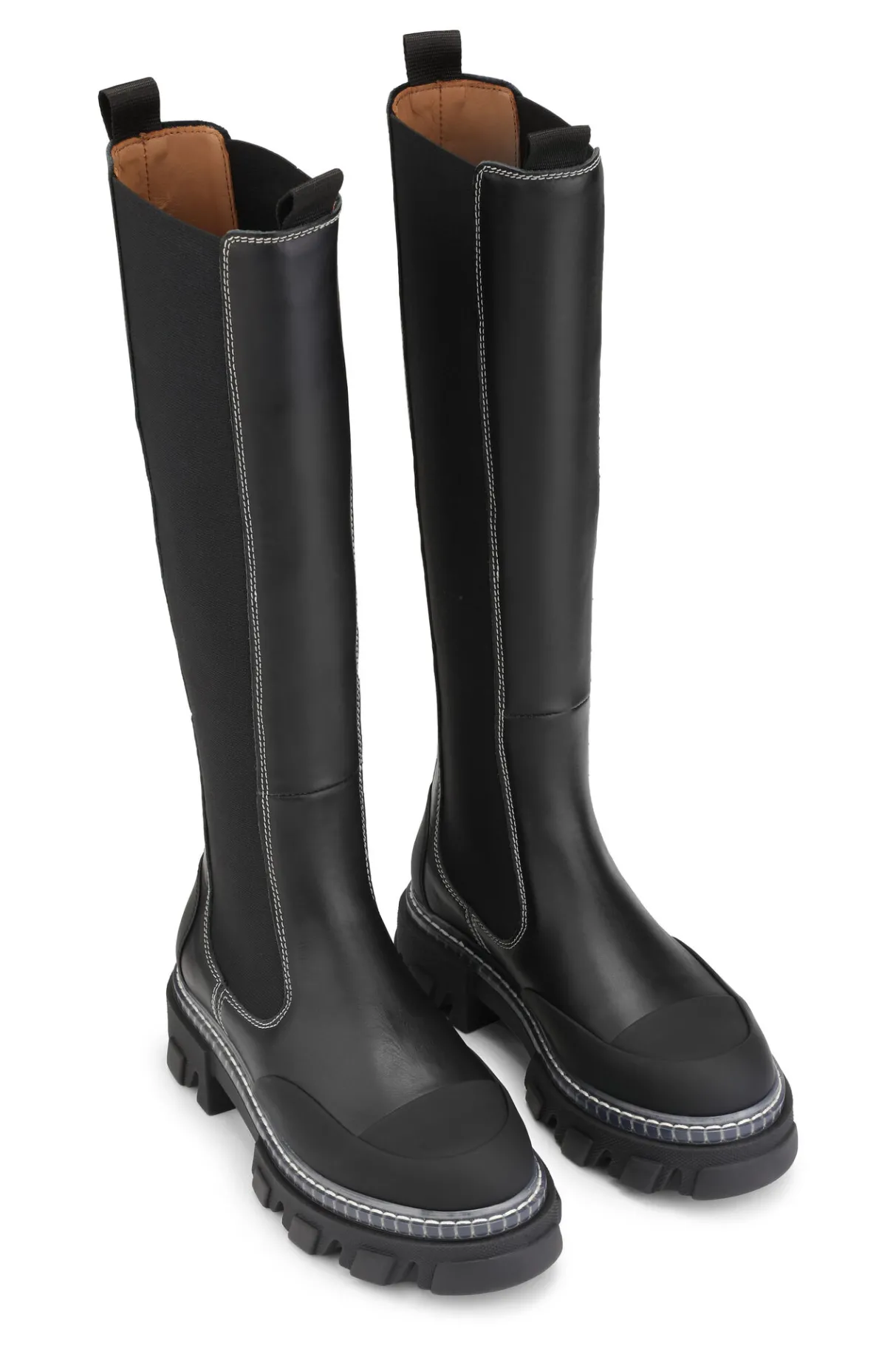 Store GANNI Cleated High Chelsea Boots Black