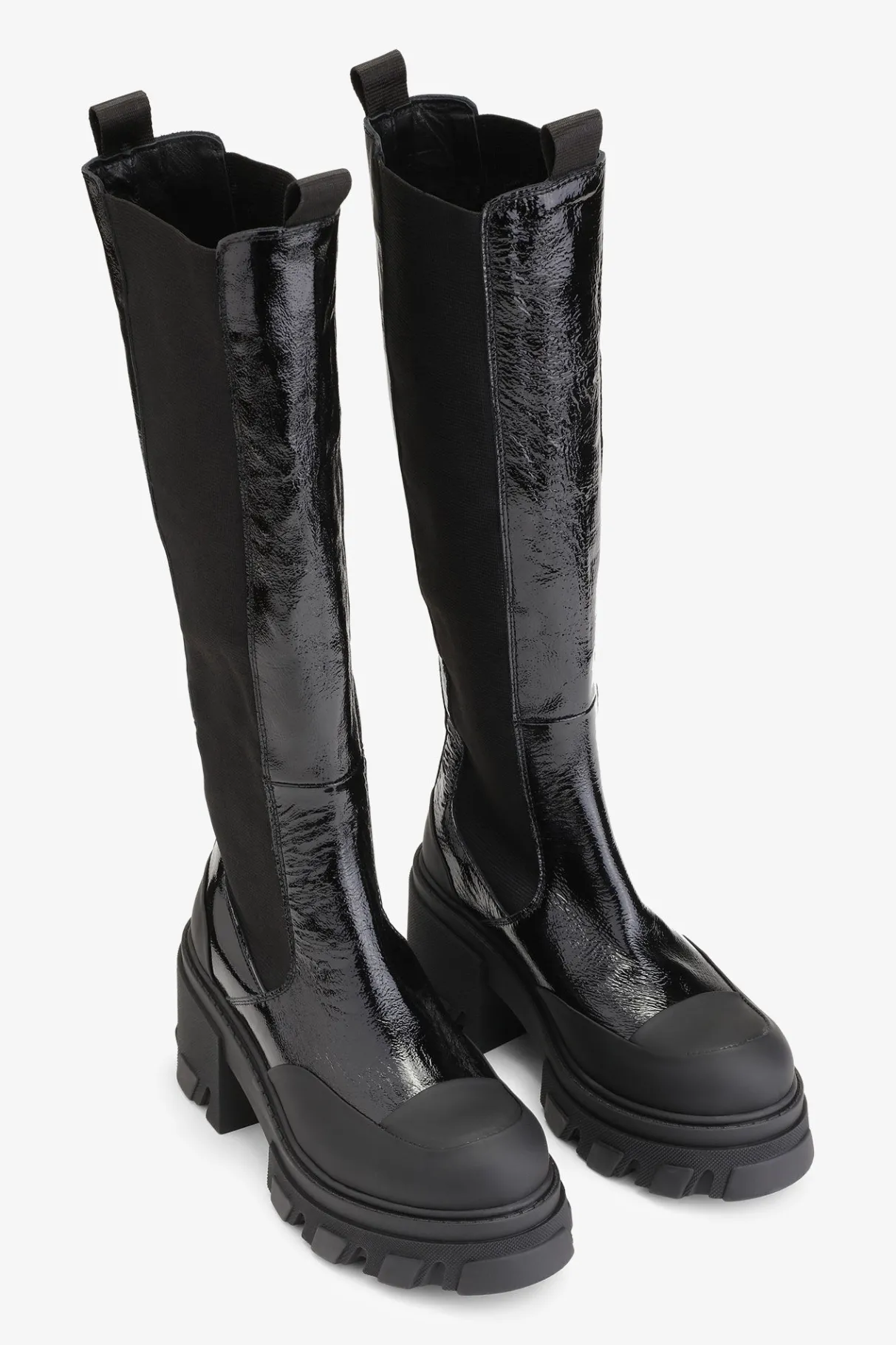 Clearance GANNI Cleated High Chelsea Boots Black