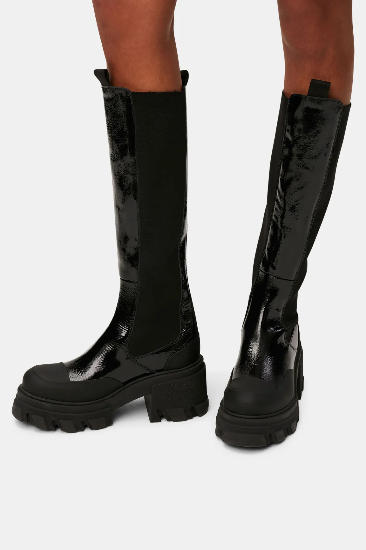 Clearance GANNI Cleated High Chelsea Boots Black
