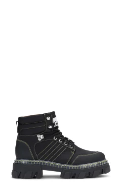 Hot GANNI Cleated Lace Up Hiking Boots Black