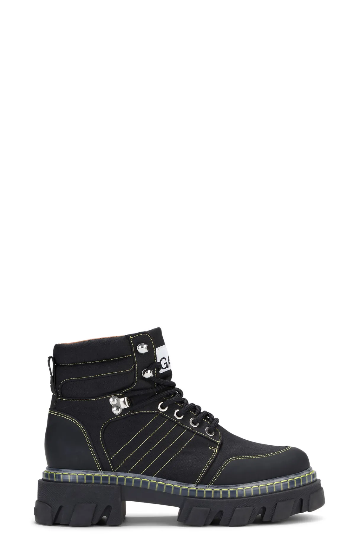 Hot GANNI Cleated Lace Up Hiking Boots Black