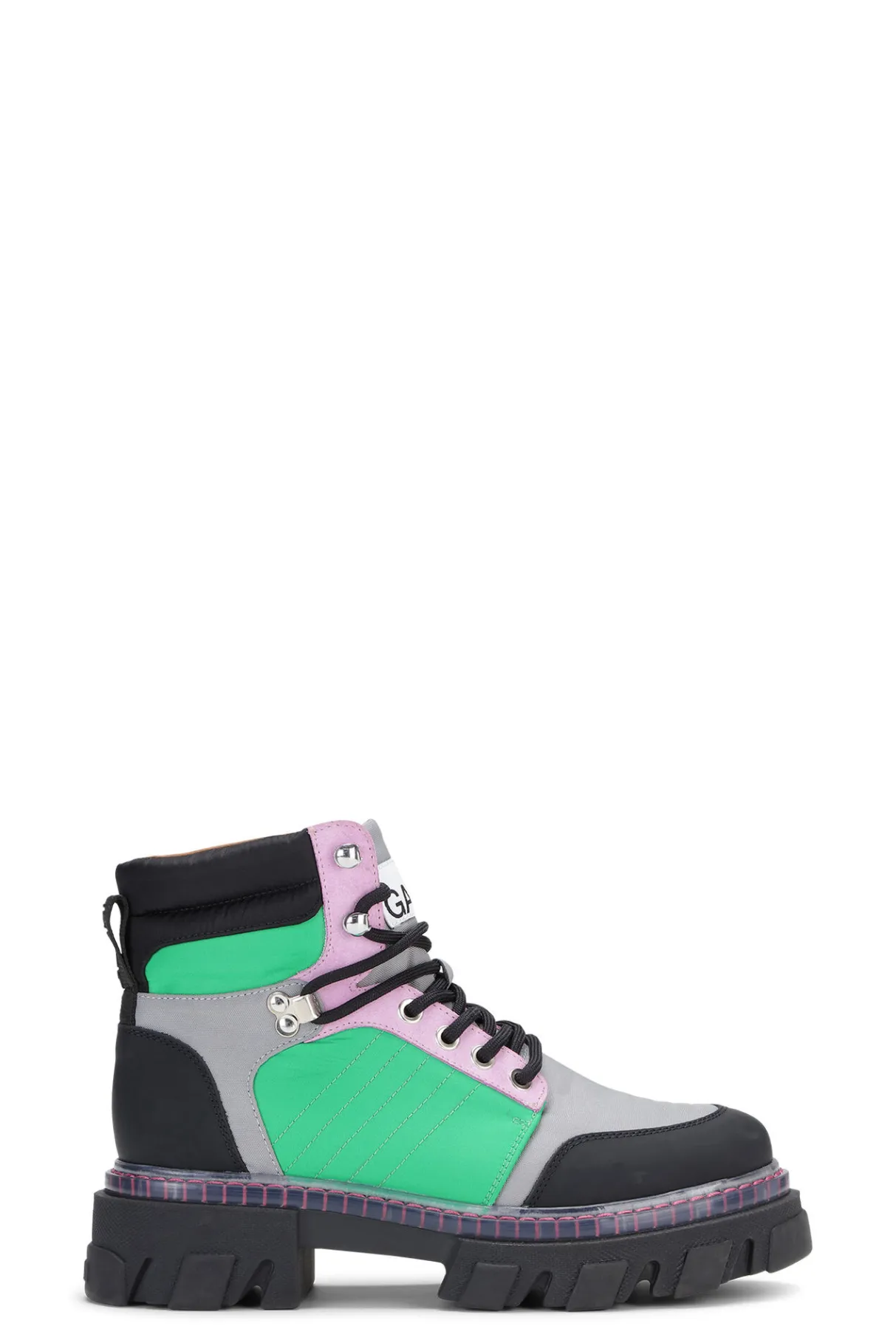 Cheap GANNI Cleated Lace Up Hiking Boots Kelly Green
