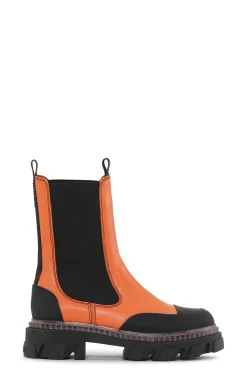 Hot GANNI Cleated Mid Chelsea Boots Orangeade