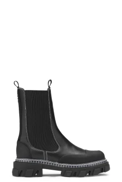 Outlet GANNI Cleated Mid Chelsea Boots Black
