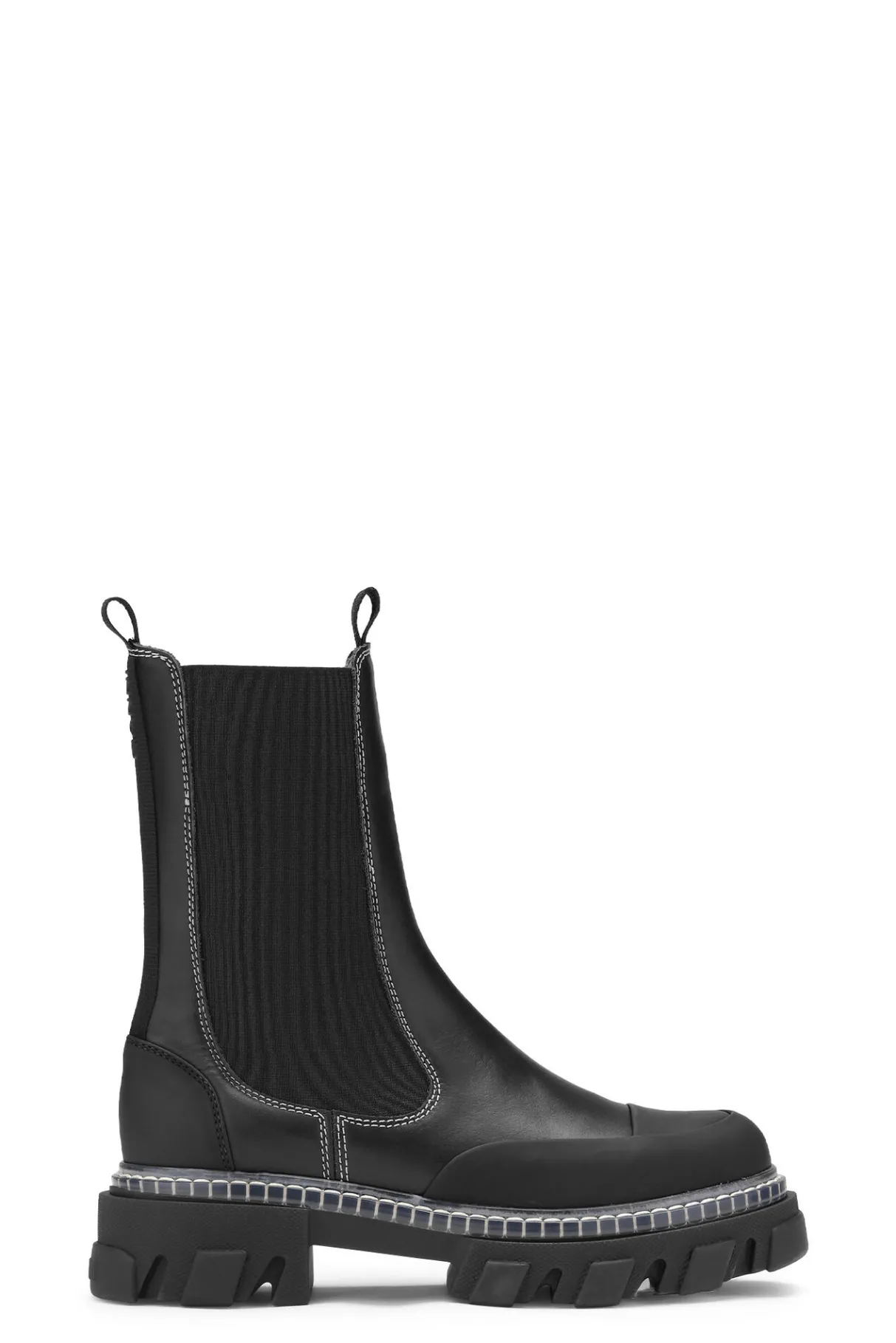Outlet GANNI Cleated Mid Chelsea Boots Black