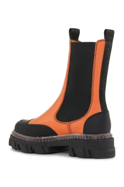Hot GANNI Cleated Mid Chelsea Boots Orangeade