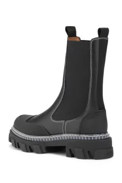 Outlet GANNI Cleated Mid Chelsea Boots Black
