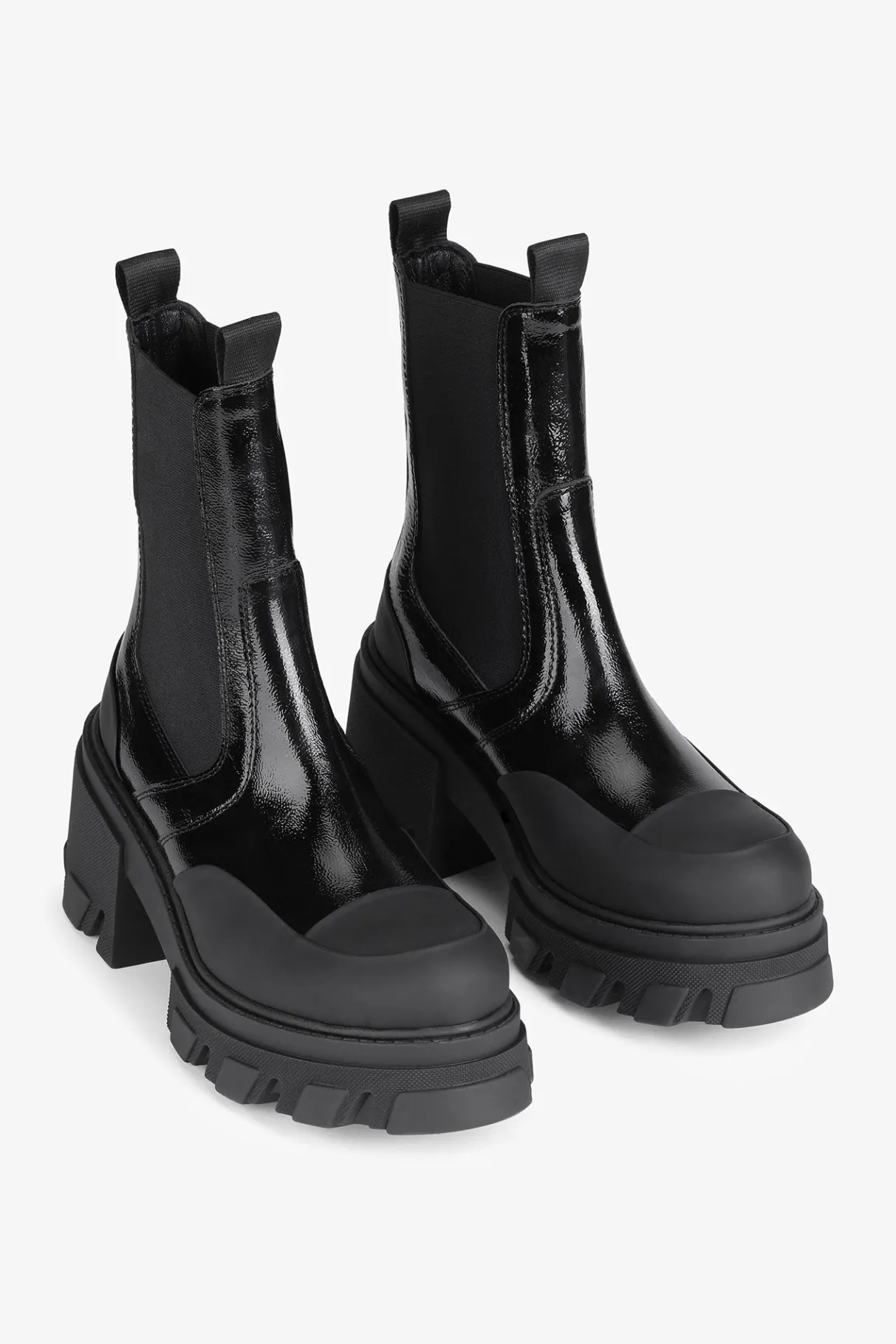 Cheap GANNI Cleated Mid Chelsea Boots Black