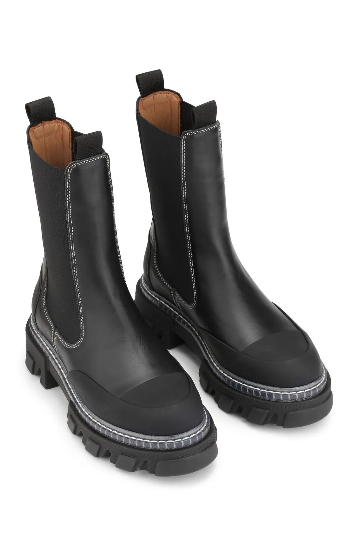 Outlet GANNI Cleated Mid Chelsea Boots Black